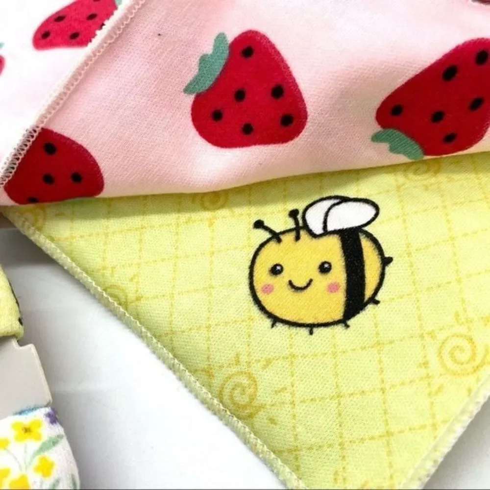 Moon & Stars Baby Bib, Headband and Socks Set New Strawberry, Butterfly, Bee